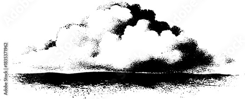 Black and white abstract cloud stencil illustration for creative design and urban art