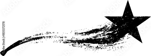 Black and white grunge stencil art of a falling star for urban design