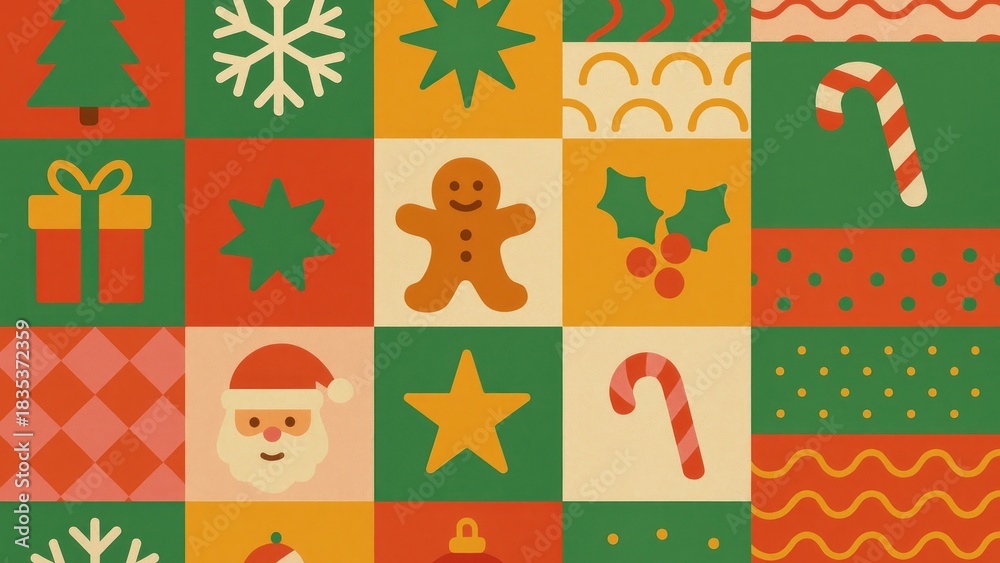 Fototapeta premium Festive colorful Christmas pattern desktop wallpaper