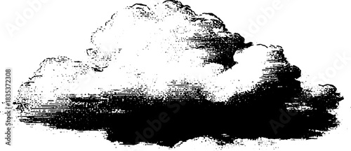 Black and white stencil illustration of a stormy cloud cluster for urban design