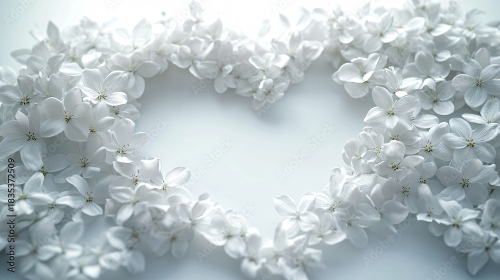 Obraz premium Heart-shaped White Flowers on Bright Background