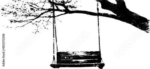 Serene tree swing silhouette illustration for urban design and decor