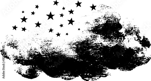 Black and white grunge thought bubble with stars illustration for creative design