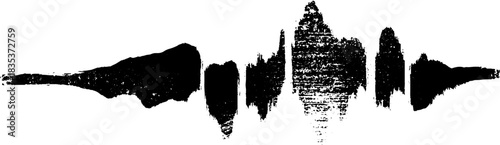 Black and white stencil illustration of an audio waveform for creative design