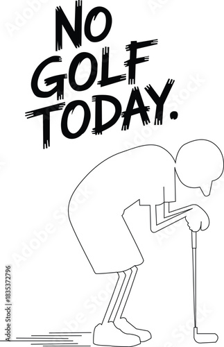 Golfer with club showing disappointment silhouette