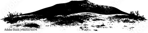 Black and white abstract stencil of rolling hills silhouette for design