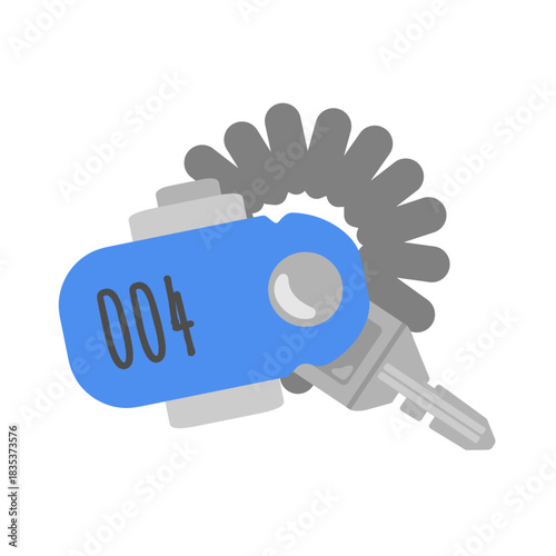 ロッカーキー　リストバンド　温泉　プール　銭湯　鍵　イラスト　（青色）