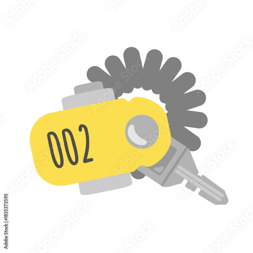 ロッカーキー　リストバンド　温泉　プール　銭湯　鍵　イラスト　（黄色）