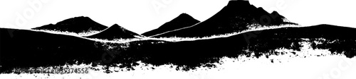 Monochrome stencil art of majestic plateau ridges in black and white for design