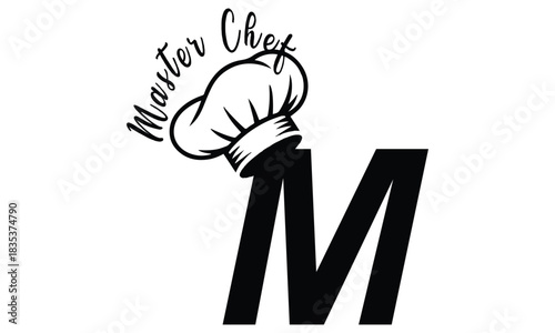 chef logo with a combination of letter m and chef hat for any business especially for restaurant, cafe, catering, etc.