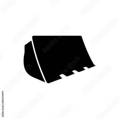 Black silhouette of a bulldozer bucket or excavator scoop
