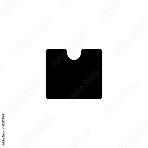 Black square card holder with a rounded notch on a white background