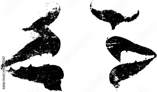 Abstract black and white stencil illustration of broken curved lines for modern urban art designs
