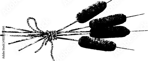 Rustic botanical design featuring bundled dried reeds for natural decor