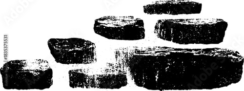 Black and white stencil illustration of terrazzo fragments for urban design projects