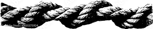 Black and white stencil illustration of coarse jute rope design for craft and decoration