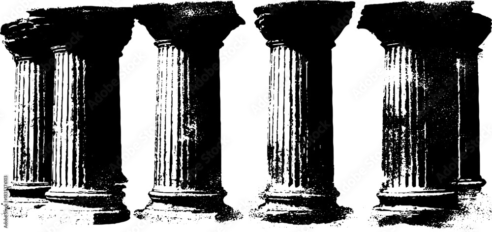 Obraz premium Black and white stencil of ancient columns for urban design