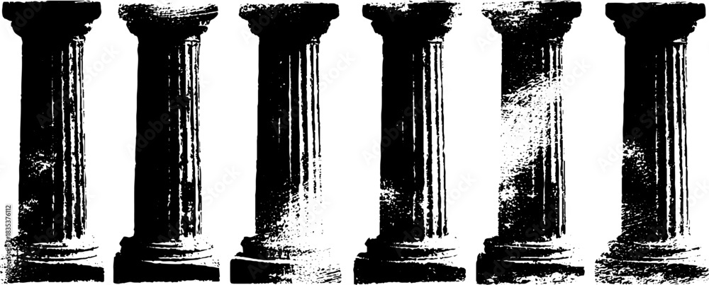 Obraz premium Black and white stencil illustration of classical columns for design and decor
