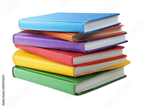 Wallpaper Mural A vibrant stack of colorful books with blank covers on white background Torontodigital.ca