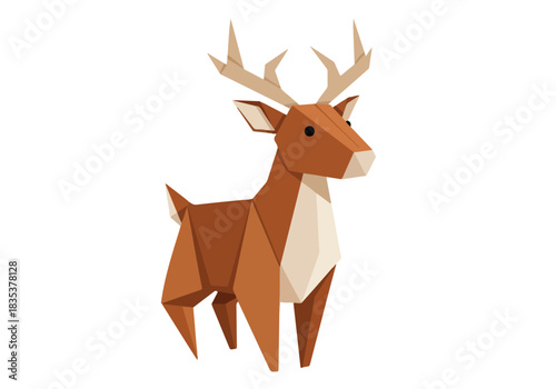 Origami Triangle Reindeer Mascot Vector