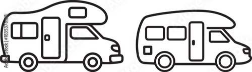 camper van side view line art silhouette set vector art illustration

