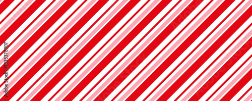 Candy cane Christmas background, peppermint diagonal stripes print seamless pattern