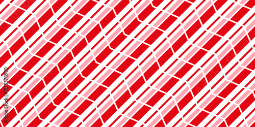 Candy cane Christmas background, peppermint diagonal stripes print seamless pattern vector, eps10
