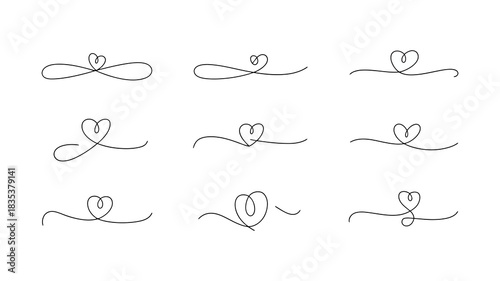 Collection of nine elegant hand drawn decorative flourishes and dividers with a whimsical organic and artistic style perfect for adding a touch of sophistication to designs