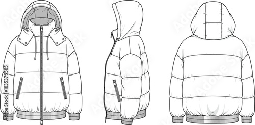 Men's classic long sleeve woven button-up shirt technical fashion illustration, front and back flat sketch, curved hem, single chest pocket, apparel design vector template.