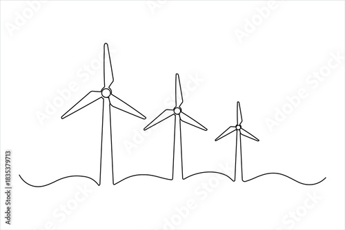 Minimalist illustration of multiple turbines
