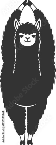 Whimsical fluffy alpaca in a serene yoga pose illustration