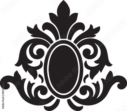 Black Ornate Swirls with Oval Center Detail flourish