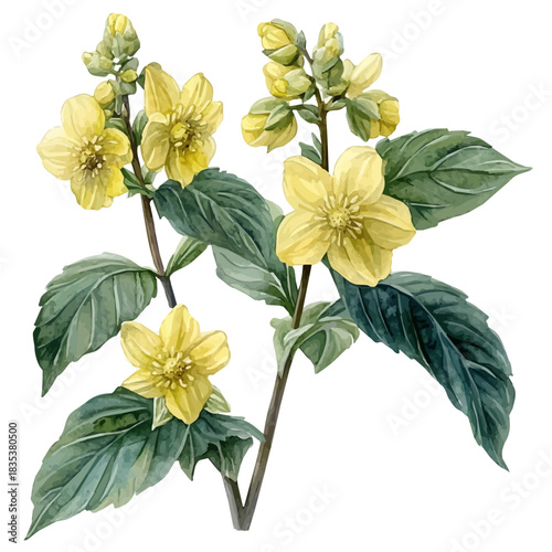 Yellow Archangel Flower, charming watercolor clipart, isolated on a white background.