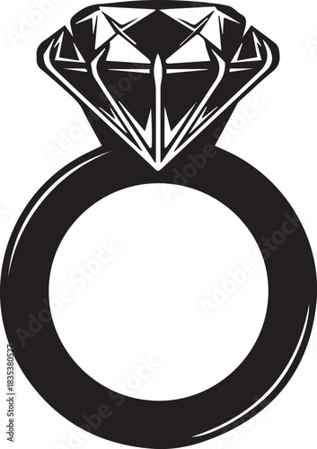 Simple Black Silhouette of a Diamond Ring engagement ring