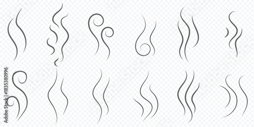 Smoke steam icon set vector. Hit stink, coffee, fragrance flame elements. Smoke smell, steam aroma heat symbol. vector illustration. Smoke smell, steam aroma heat icon illustration Hot vapor fire heat
