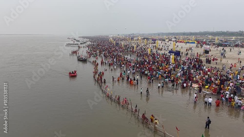 4K Drone Footage of Chhath Puja at Patna Ghats | Aerial View of Devotees Performing Sun Worship on the Banks of River Ganga in Bihar, India