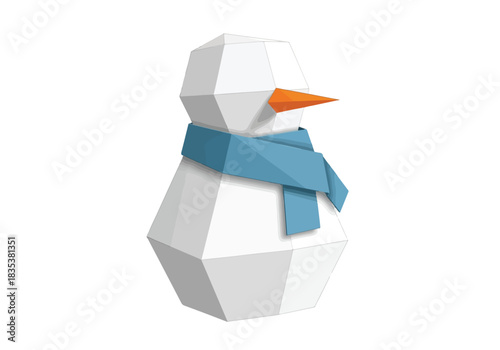 Origami Folded Snowman Mascot Vector