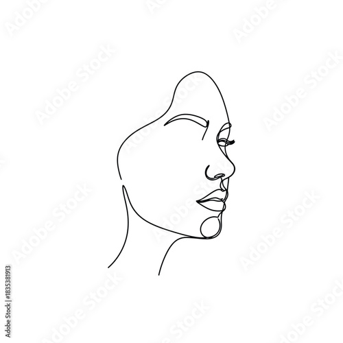 Abstract woman face minimalist one line portrait vector illustration