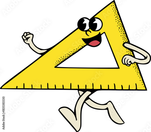 Triangle Ruler Math Symbol Character Mascot Vector Illustration