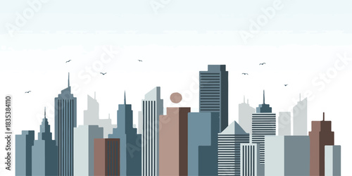 New York City skyline skyscraper architecture vector illustration featuring the downtown metropolis