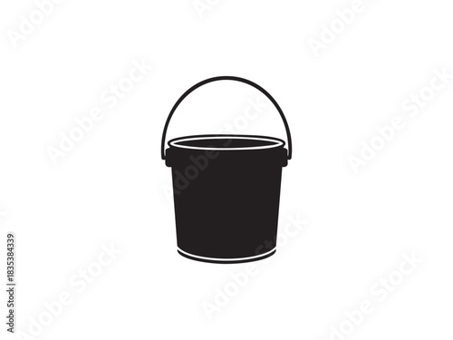 Black and white vector illustration of bucket for cleaning and sanitation