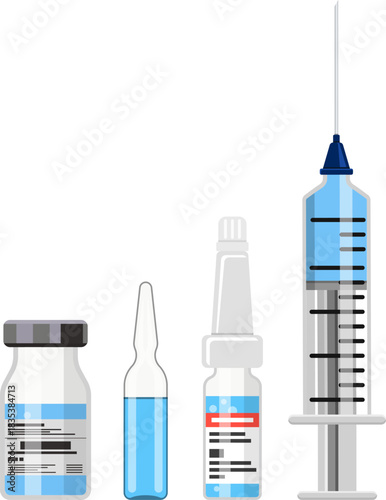 Plastic Medical Syringe and Vaccine Vial Icon