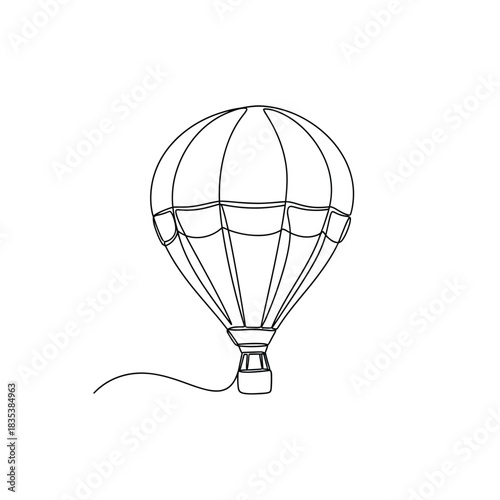 Hot air balloon minimalist travel one line art vector illustration