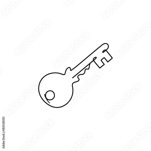 House key minimalist home security one line art vector illustration