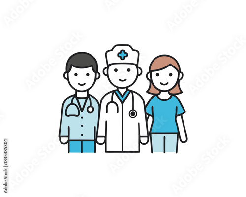 Doctors and nurses vector illustration isolated on white background