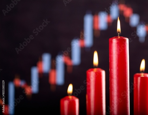 understanding persistent selling pressure a close up of consecutive red candles in financial markets stock photo concept with space for text