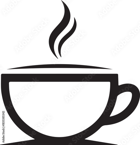 Black silhouette of a steaming coffee cup drink