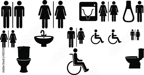 Vector icons for public restrooms and accessible facilities Vector