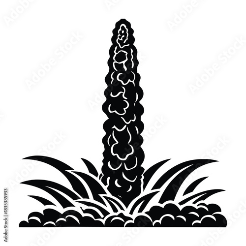 Black and White Mullein Plant Illustration