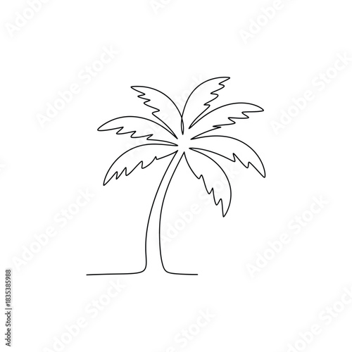 Banana tree minimalist continuous line drawing vector illustration